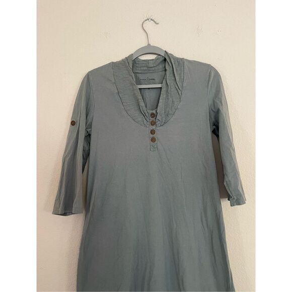 Neon Buddha sea foam green Henley button mini dress size medium - Picture 2 of 8